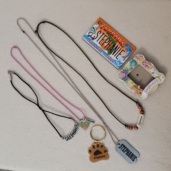 Jewelry - Stephanie Name Necklaces, Fridge Magnets & Boyd's Bear Pawprint Keychain
